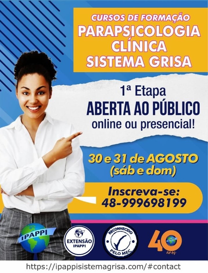 Curso de Formação em Parapsicologia Clínica Sistema Grisa – Primeira Etapa 2025