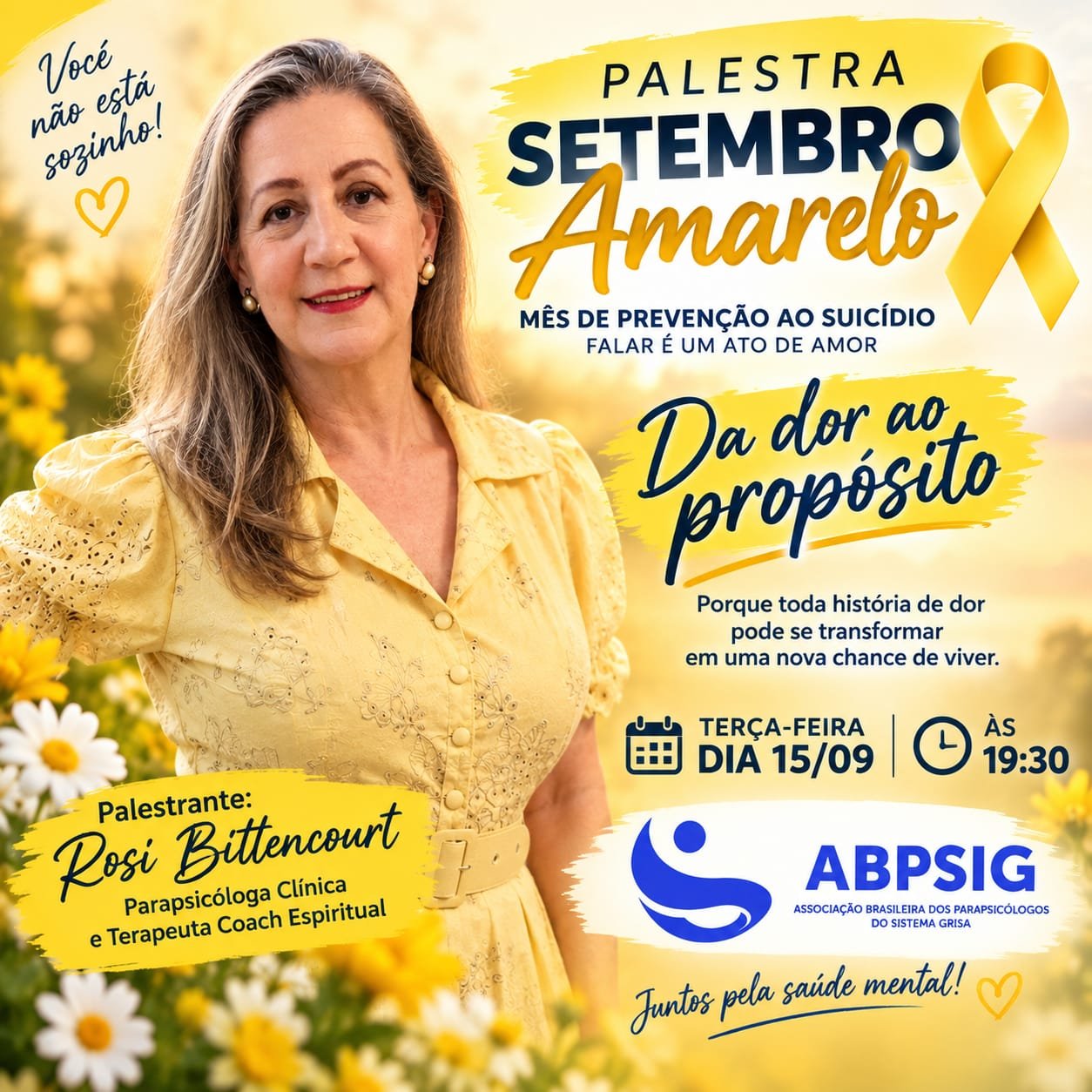ABPSIG promove palestra especial do Setembro Amarelo: “Da Dor ao Propósito”